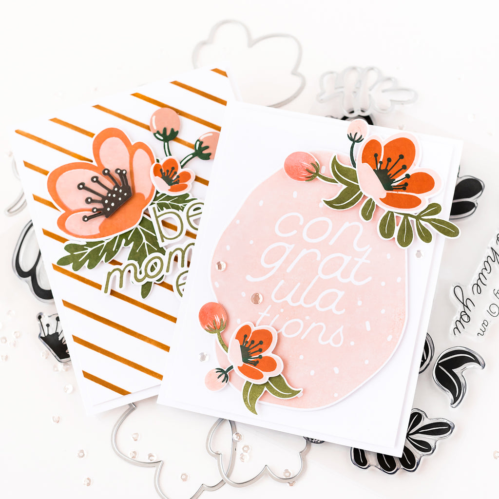 Pigment Craft Co Blossoming Congrats Stacked Sentiments Card